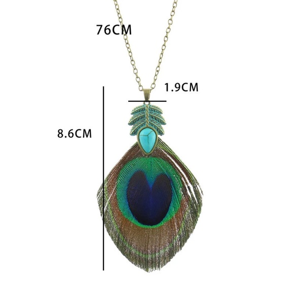 Antique Turquoise Peacock Feather Necklace and Earring Sets, - Picture 6 of 10